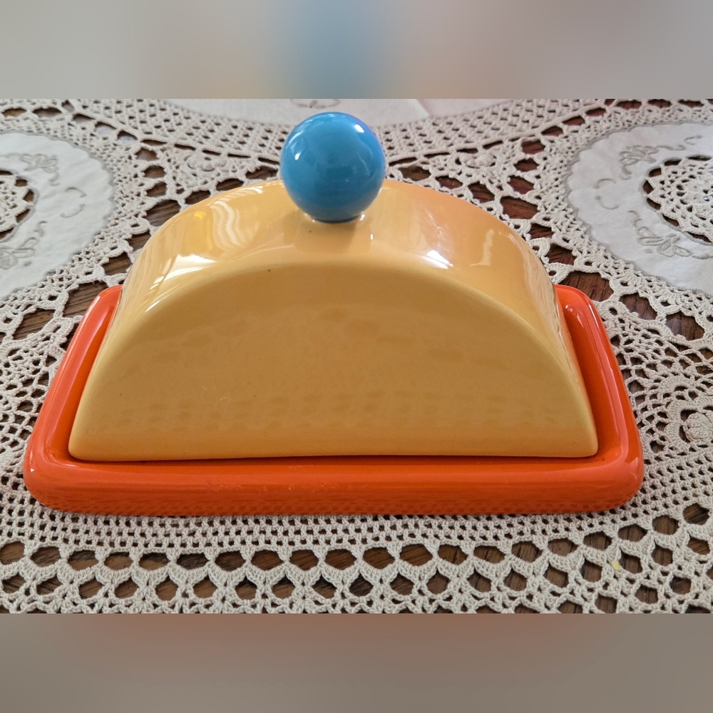 ART DECO Colorful Ceramic Butter Dish with Lid BY TABITHA BROWN